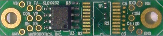 Small form factor serial voltage level converter (RS-422 to TTL), designed to be incorporated directly into the wiring harness.